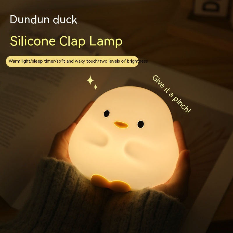 Cute Duck Night Light LED Cartoon Animal Silicone Lamp - ouch Sensor Timer & USB Rechargeable