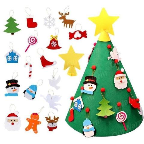 Handmade Kids Christmas Felt Tree Puzzle 3D DIY Hanging Ornament Educational Xmas Toy