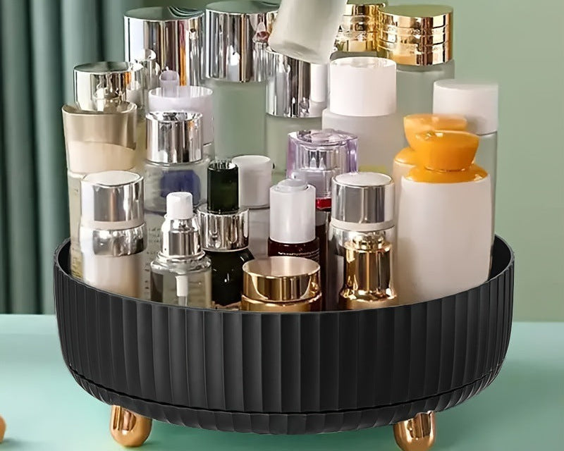 360° Rotating Cosmetic Storage Box – Makeup Organizer for Home & Travel