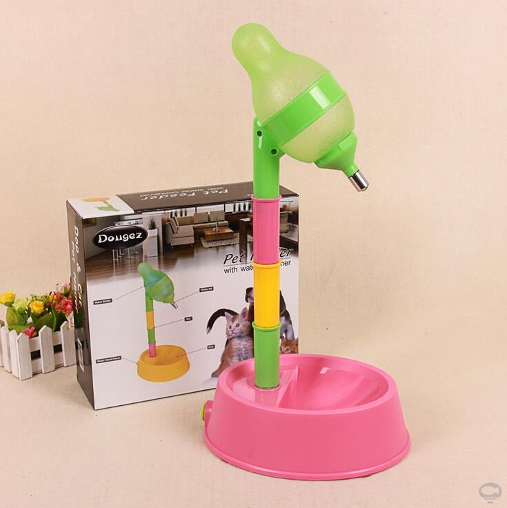 Automatic Pet Water Dispenser Fountain Adjustable Height Cat Dog Drinking Bowl Hydration Station