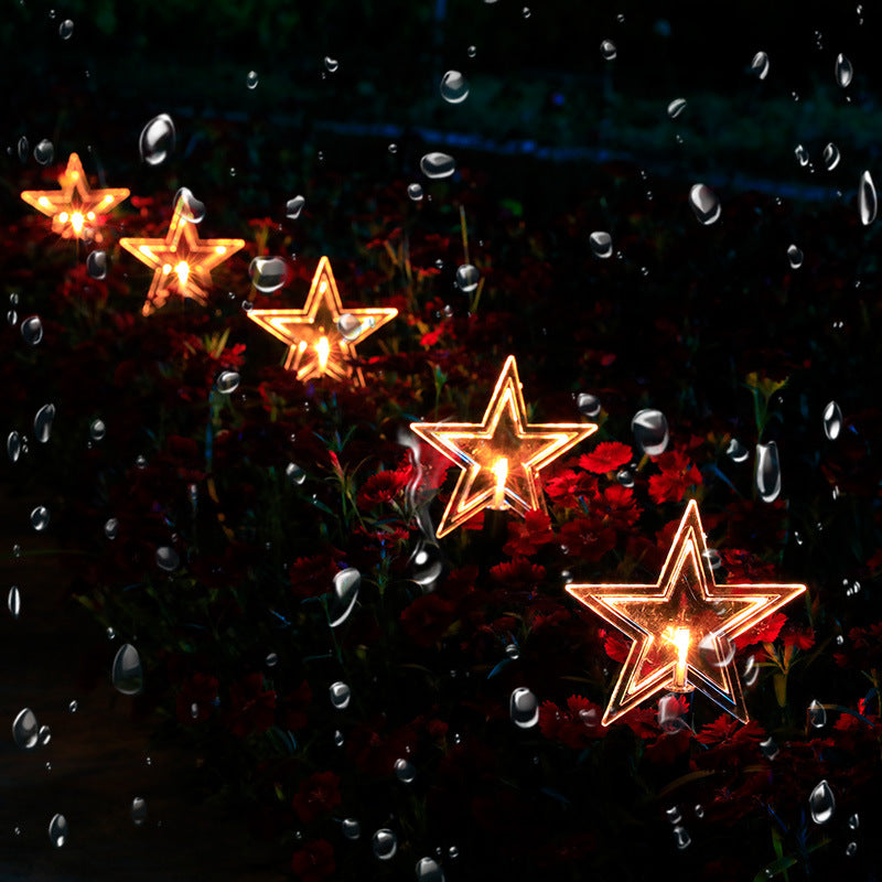 Solar Christmas Garden Lights Outdoor – Star Snowflake LED Lawn Lamp
