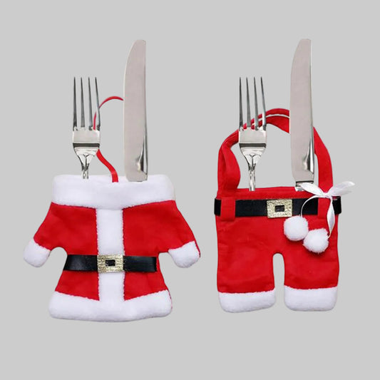 Holiday Christmas Tableware Set – Knife and Fork Bags Festive Dining Room Decoration