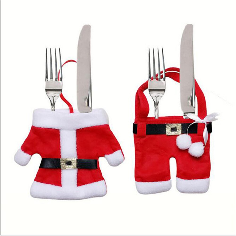 Holiday Christmas Tableware Set – Knife and Fork Bags Festive Dining Room Decoration