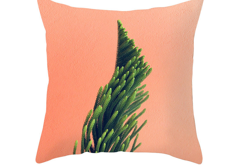Light Tropical Plants Peach Skin Fleece Pillowcase – Soft Home Decor Cushion Cover