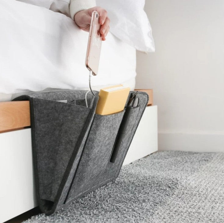 Felt Bedside Storage Organizer Bag – Anti-Slip Bed Hanging Pocket for Bedroom & Sofa Storage