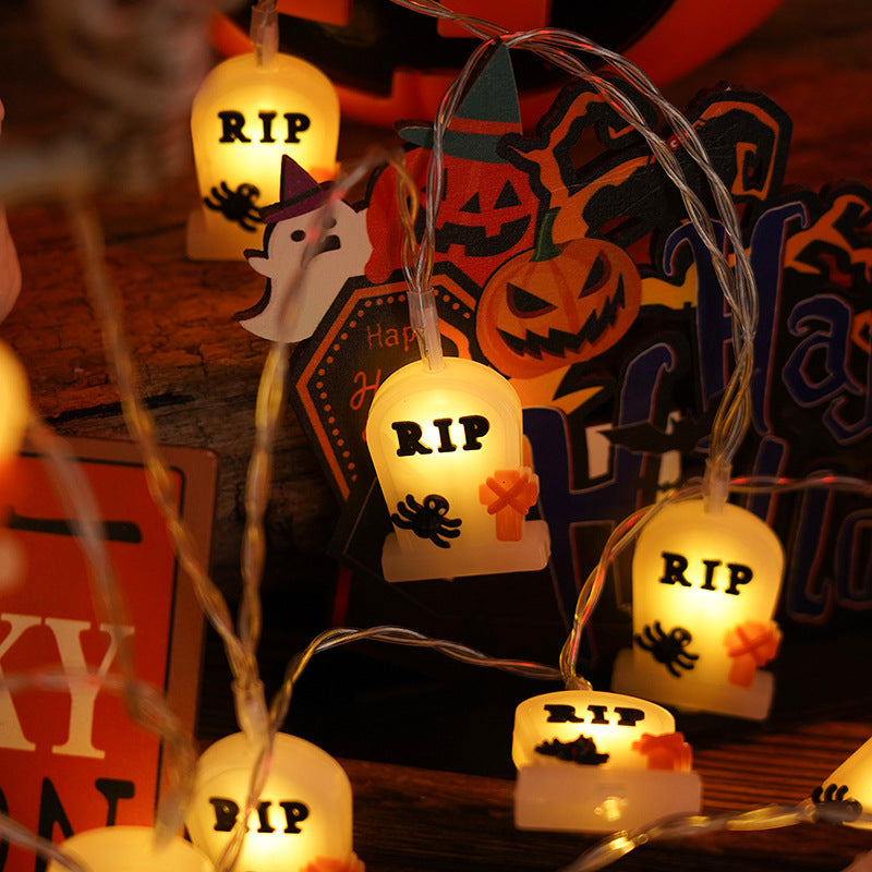 Halloween LED Light Chain – PVC Pumpkin & Ghost Outdoor/Indoor Decor