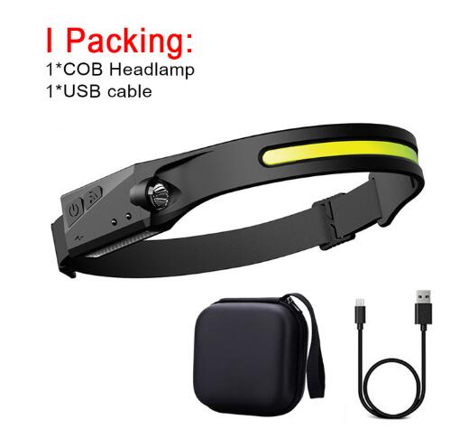 Waterproof COB LED Headlight Flashlight – USB Rechargeable Hands-Free Camping & Hunting Lamp