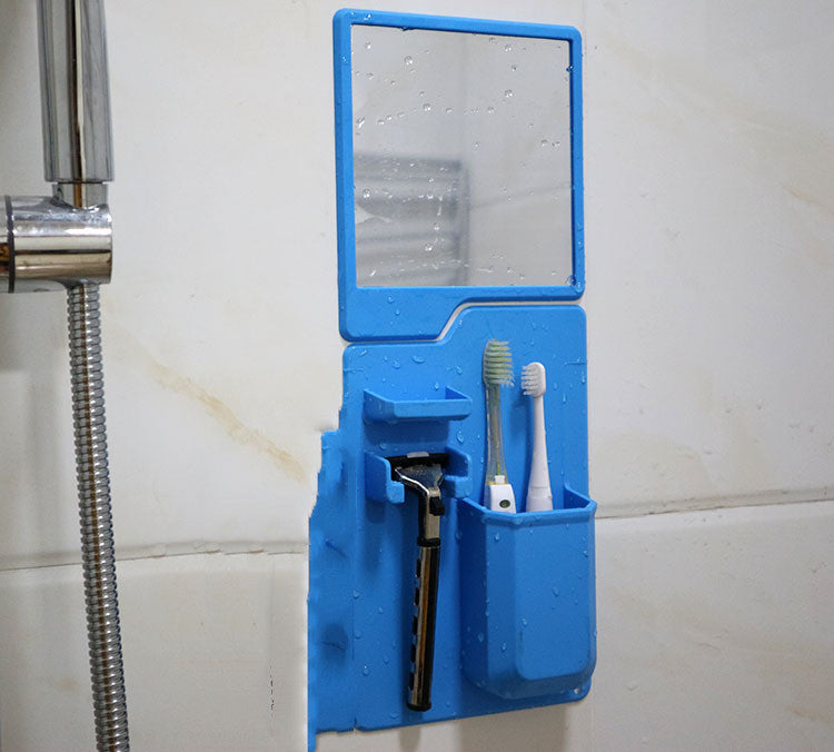 Wall Mounted Toothbrush Holder Organizer – Silicone Suction Bathroom Storage