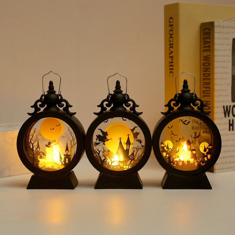 Retro Halloween Storm Lantern – Portable Candle Light for Indoor & Outdoor Decor