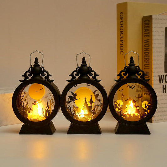Retro Halloween Storm Lantern – Portable Candle Light for Indoor & Outdoor Decor