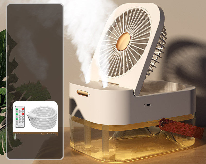USB Air Cooler & Humidifier – Mini Portable Fan with Night Light