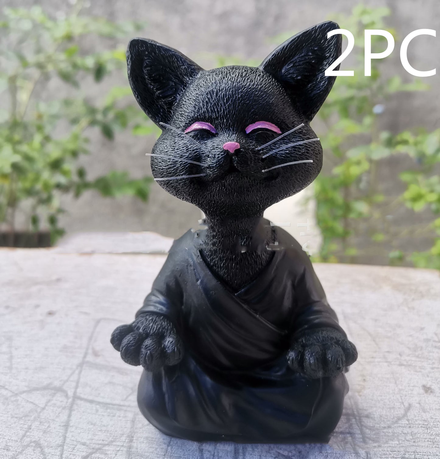 Whimsical Black Buddha Cat Figurine – Meditation Yoga Home Decor Ornament