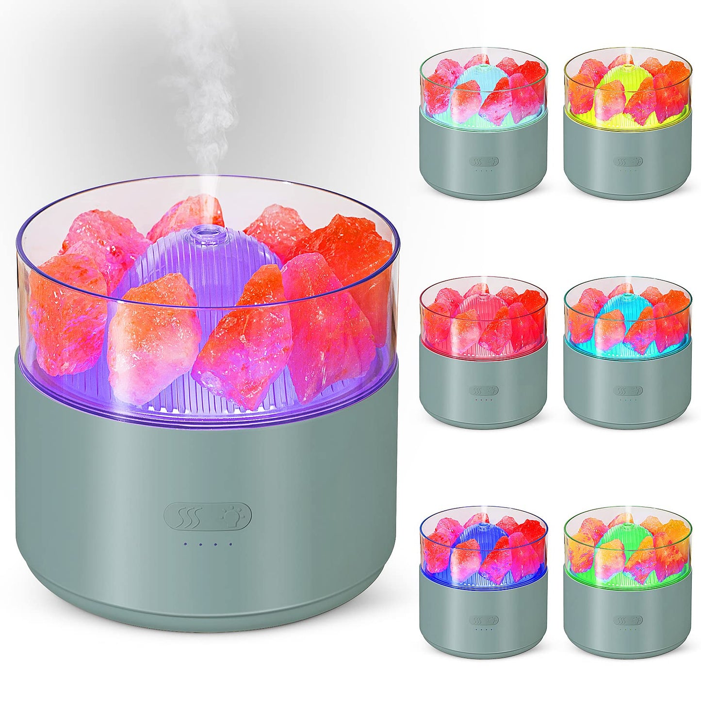 Ultrasonic Cool Mist Humidifier & Aromatherapy Diffuser – Crystal Salt Lamp Air Purifier w/ Ambient Mood Lighting