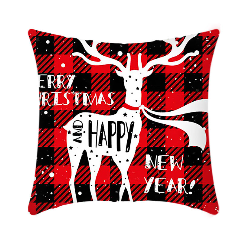 Christmas Decorative Cushion Cover Elk Santa Claus | Festive Sofa Pillow Xmas Home Decor