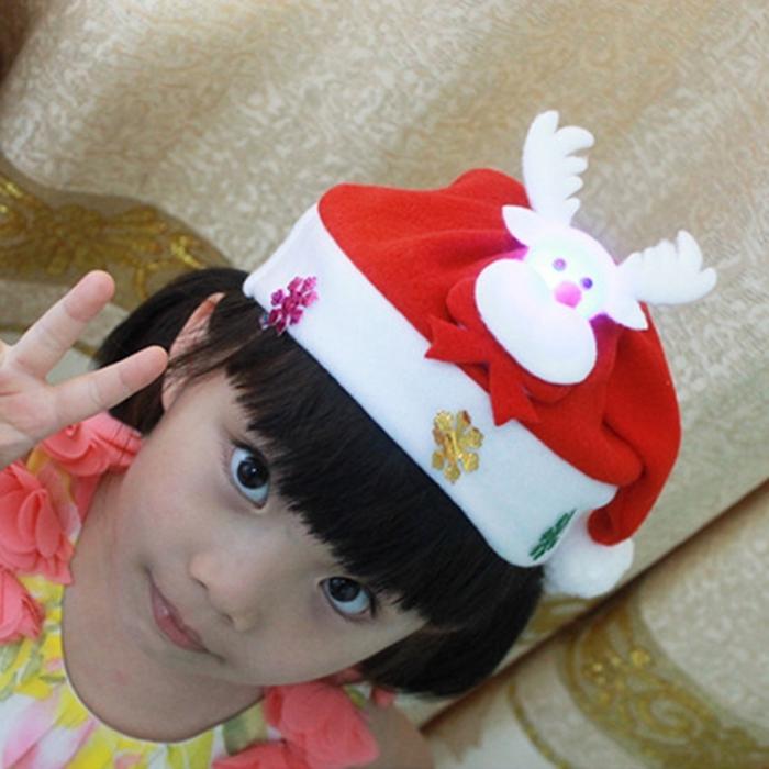 Holiday Christmas LED Hat – Cartoon Non-Woven Glow Headwear