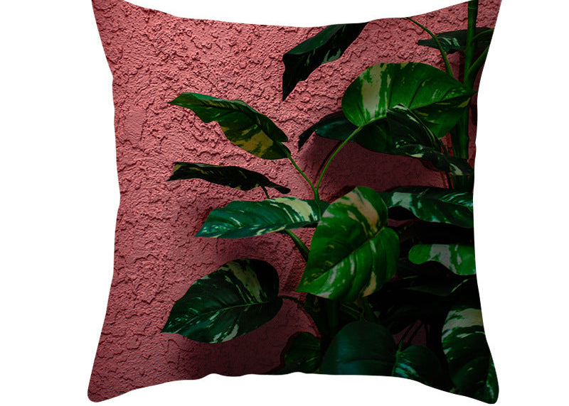 Light Tropical Plants Peach Skin Fleece Pillowcase – Soft Home Decor Cushion Cover