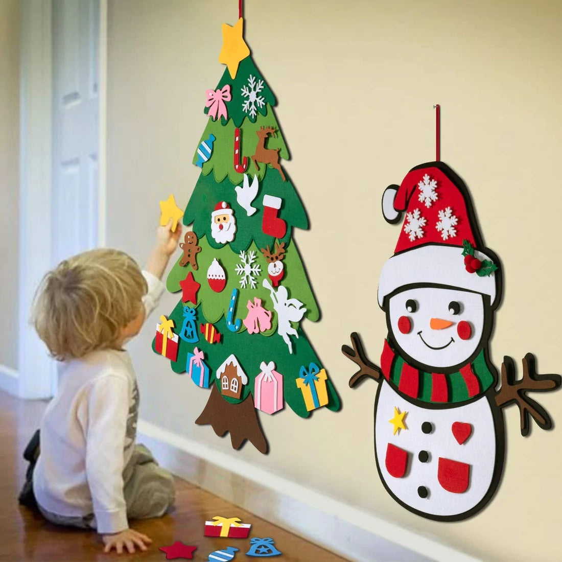 Educational Felt Christmas Tree Set – 3D DIY Holiday Decor for Children