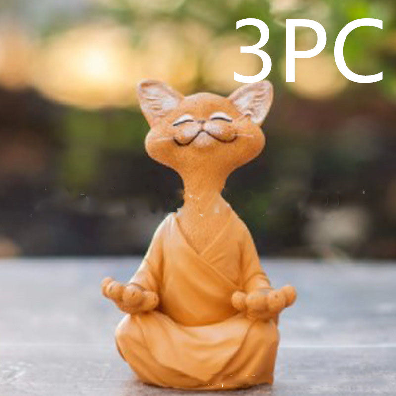 Whimsical Black Buddha Cat Figurine – Meditation Yoga Home Decor Ornament