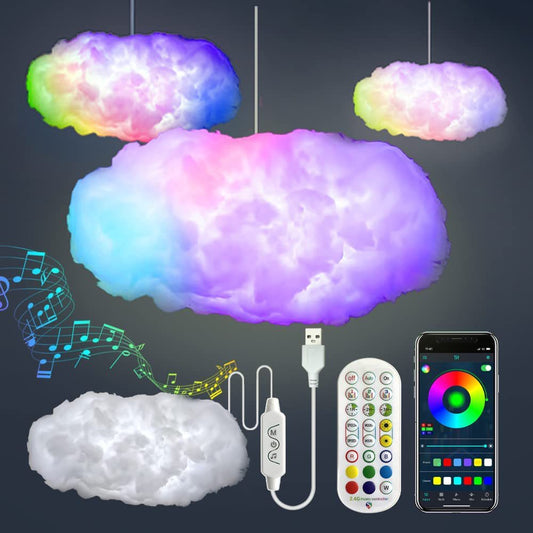 Smart USB Cloud Ceiling Light RGBIC LED – App Control Music Sync Gaming Room Aesthetic Lighting