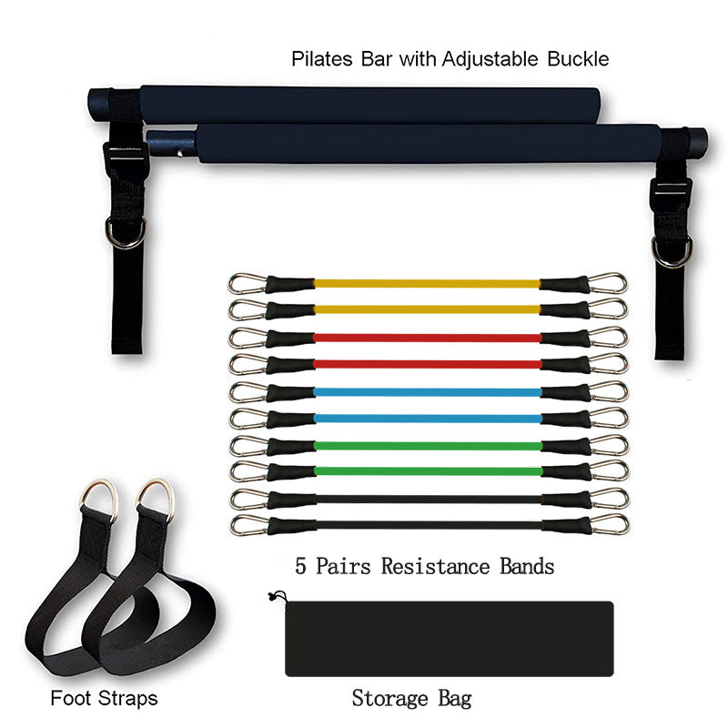 Portable Pilates Bar with Resistance Bands – Home Gym Fitness Equipment