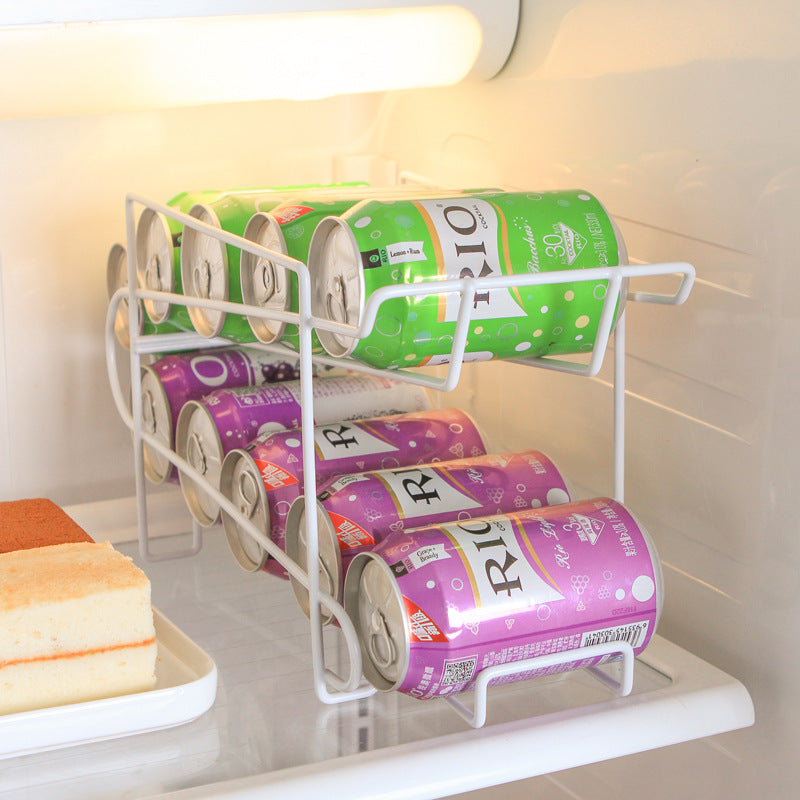 Space-Saving Drink Organizer Rack – 2-Tier Can Storage Shelf for Kitchen & Pantry