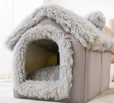 Foldable Dog House Bed – Cozy Winter Pet Bed Sofa