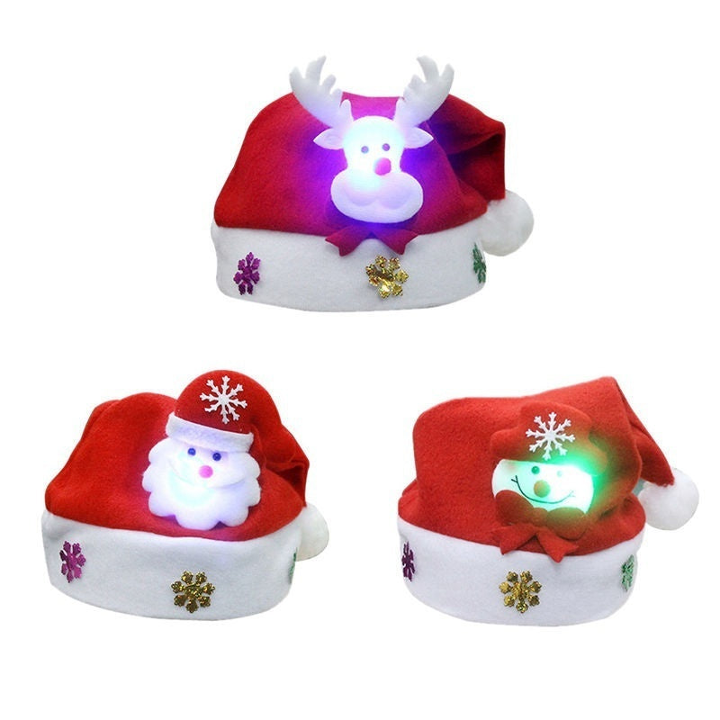 Holiday Christmas LED Hat – Cartoon Non-Woven Glow Headwear