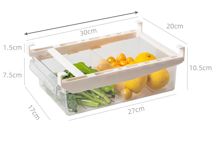 Refrigerator Storage Drawer Organizer – Adjustable Pull Out Fridge Shelf Rack