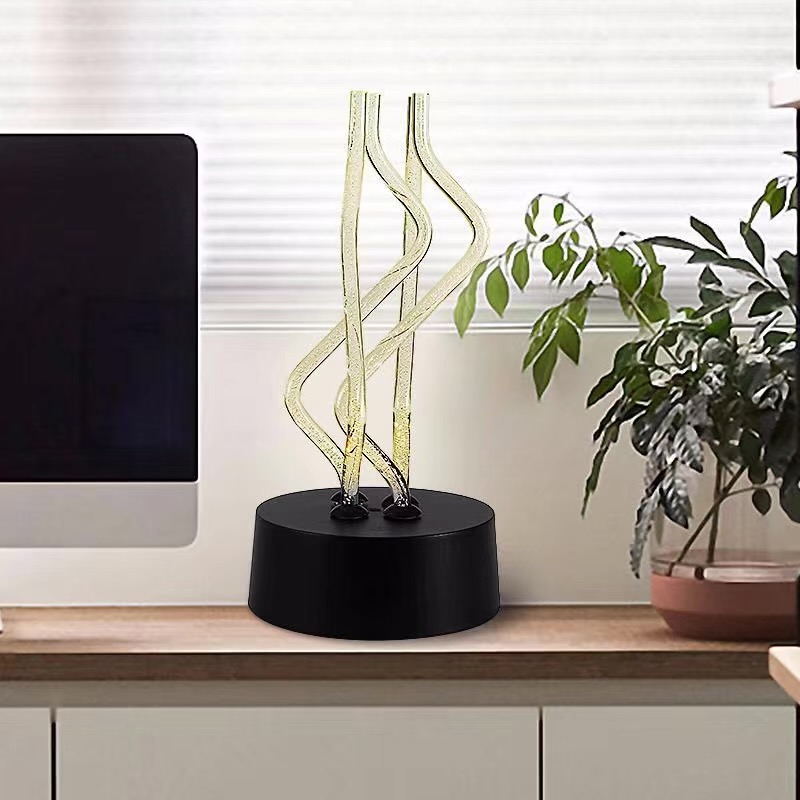 7 Color LED Acrylic Table Lamp – USB Night Light for Bedroom & Mood Lighting Decor