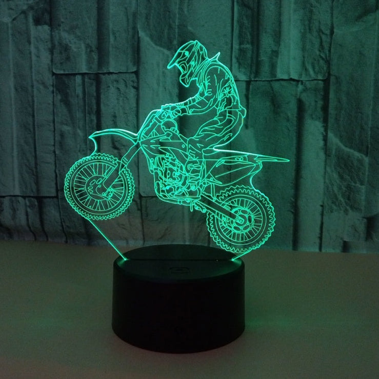 3D Motorcycle LED Lamp – 7 Color Changing Desk Light with Remote & Touch Control Night Light