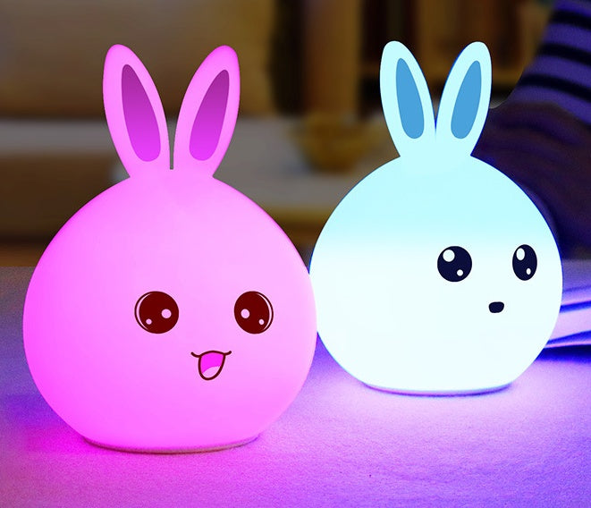 Cute Rabbit LED Night Light – Soft Silicone Touch Lamp (USB Rechargeable)
