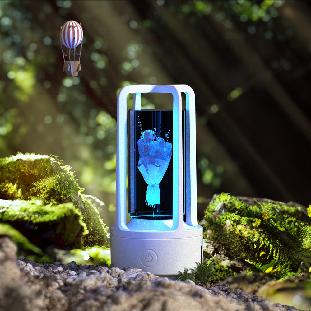 Acrylic Crystal LED Lamp with Bluetooth Speaker – Touch Control Night Light for Bedroom