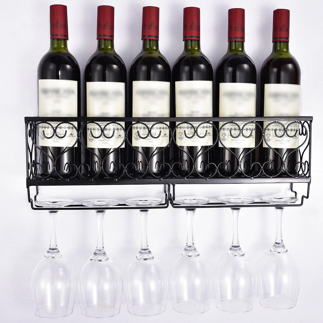 Wall Mount Wine Bottle Holder – Elegant Glass Door Rack for Home Bars