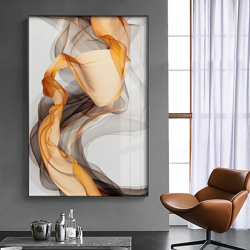 Contemporary Abstract Yellow Grey Wall Art Painting Canvas Home Decor Luxury Style