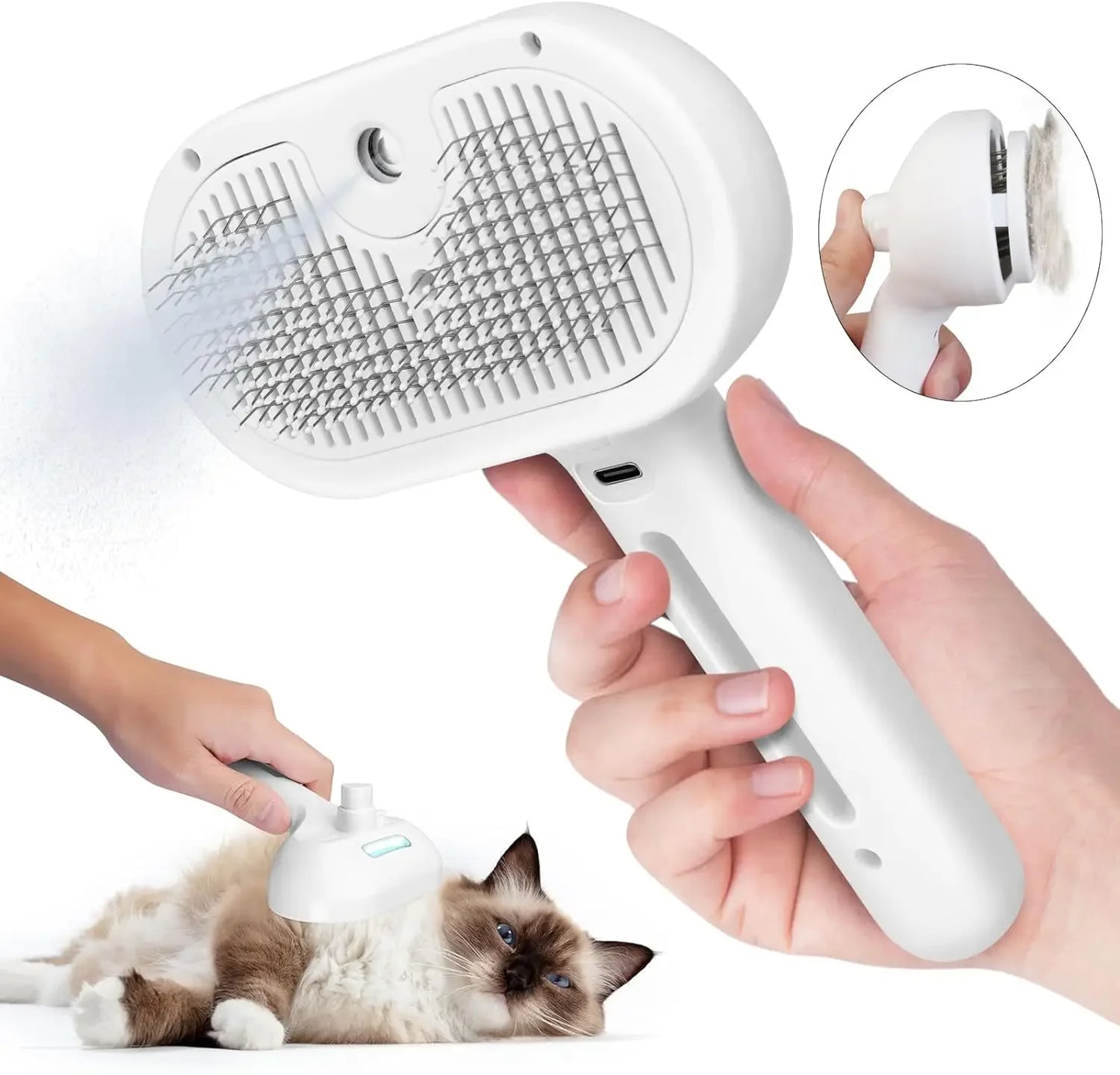 Pet Grooming Comb with Spray – Hair Remover Brush for Dogs & Cats