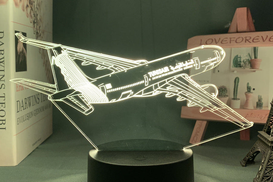 Custom Name LED Night Light – 3D Airplane Lamp for Kids Bedroom