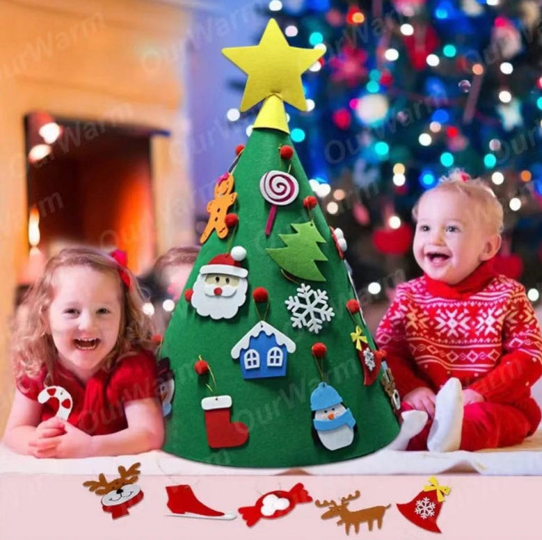 Handmade Kids Christmas Felt Tree Puzzle 3D DIY Hanging Ornament Educational Xmas Toy