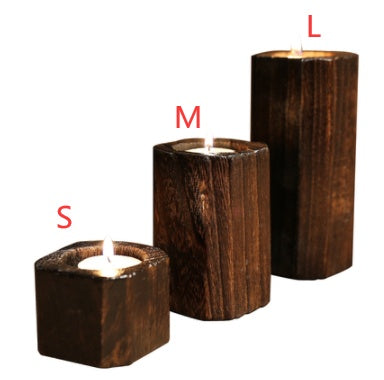 Rustic Solid Wood Candle Holder – Farmhouse Style Home Decor Accent Piece