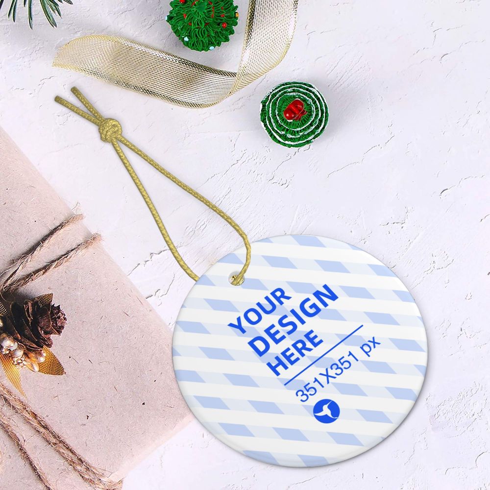 Holiday Christmas Ceramic Round Ornament | Home Decor Hanging Tree Decoration Piece
