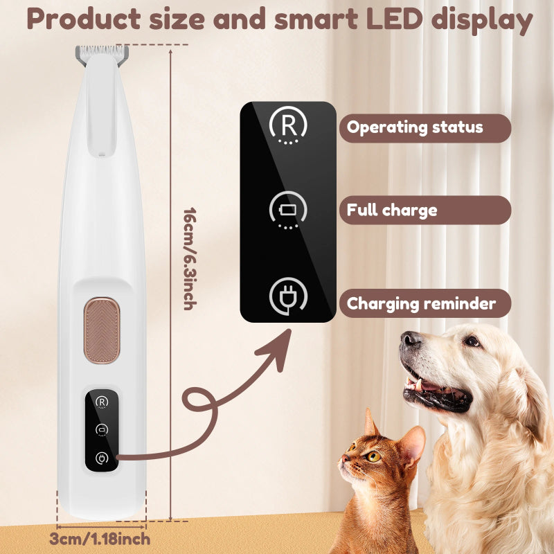 Waterproof Pet Paw Trimmer LED – Dog Hair Clipper for Safe & Easy Home Grooming