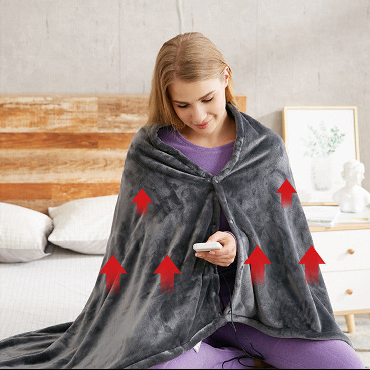 Heated Flannel Blanket Shawl – USB Electric Warm Body Wrap for Winter Comfort
