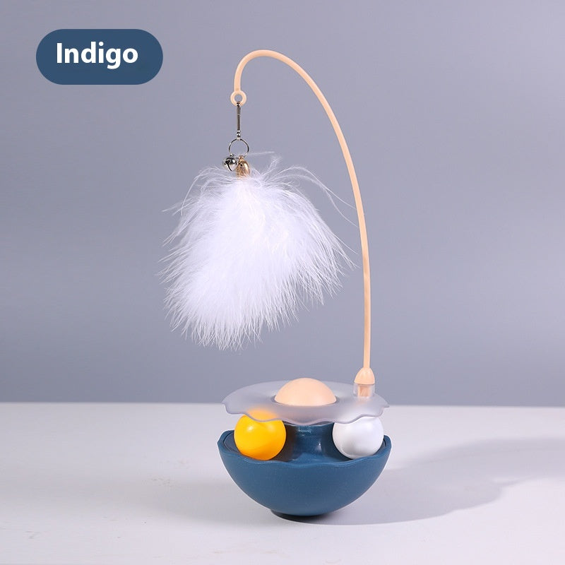 Smart Cat Toy – Interactive Tumbler with Feather Wand & Treat Ball