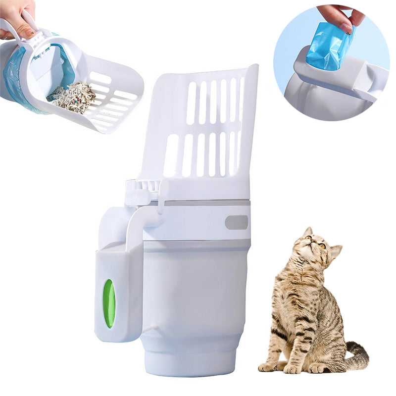 Cat Waste Disposal System – Self Cleaning Litter Scoop with Refill Bags & Bin