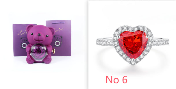 Eternal Flower Teddy Bear Jewelry Box – Romantic Gift for Girlfriend & Wife