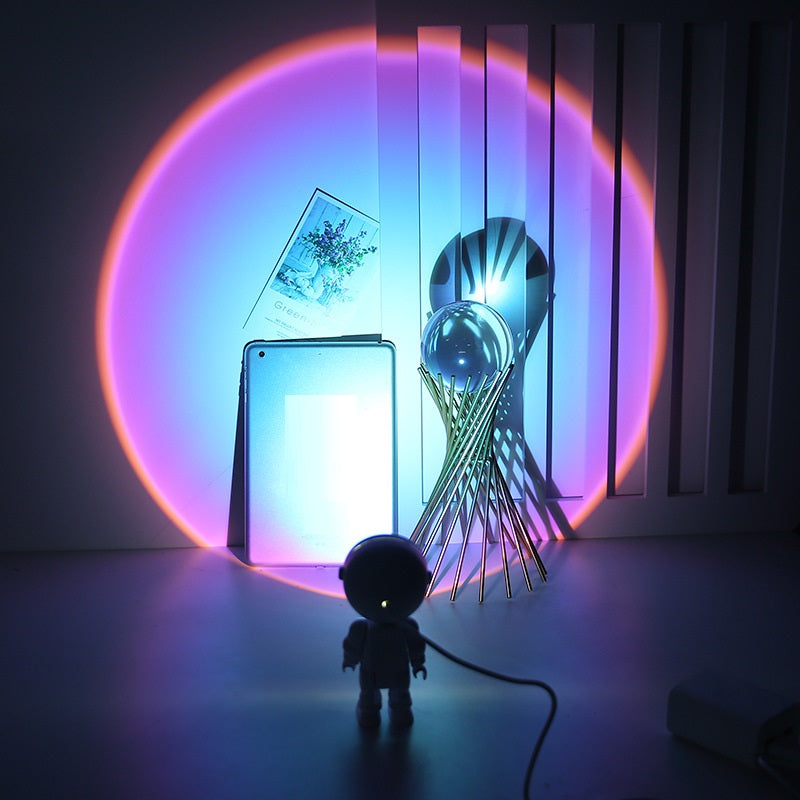 Astronaut Sunset Projection Lamp – RGB Rainbow LED Atmosphere Night Light for Bedroom Decor