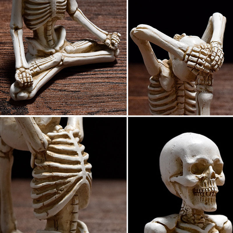 Creepy Skull Skeleton Yoga Resin Figure – Halloween Desktop Horror Decoration