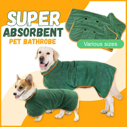 Pet Bath Drying Robe Wrap – Microfiber Absorbent Dog & Cat Towel Coat