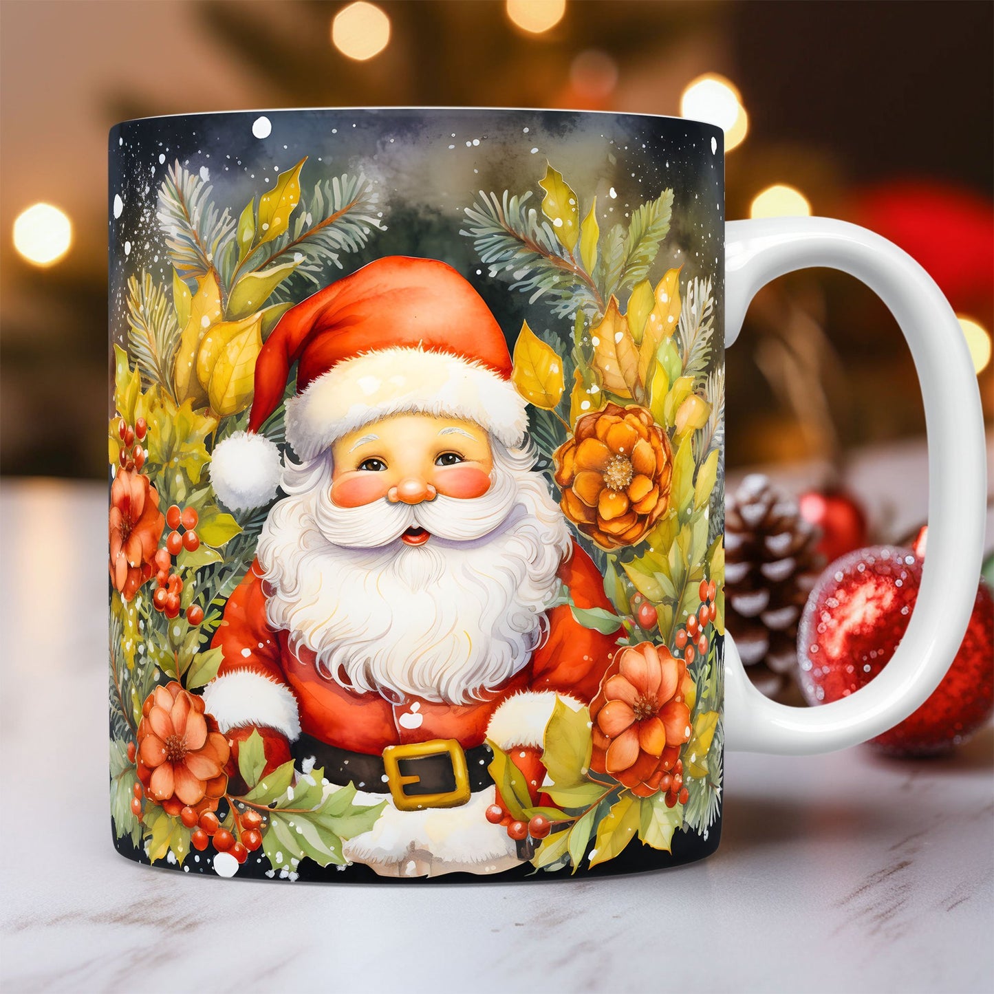 3D Christmas Mug – Fun Santa & Snowman Design