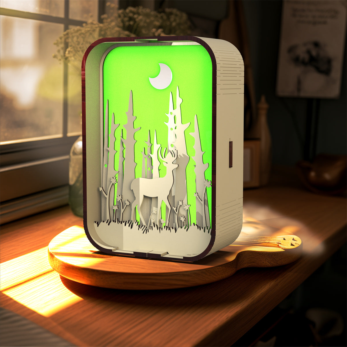 Wood Carving Bedside Night Light – Minimalist LED Table Lamp for Bedroom & Home Decor