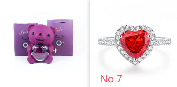 Eternal Flower Teddy Bear Jewelry Box – Romantic Gift for Girlfriend & Wife